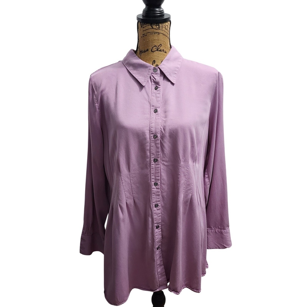 Soft Surroundings Tunic Top Button Down Long Sleeve Career Casual L